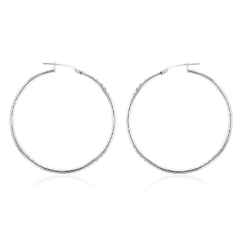 Elegant Hoops Earrings For Modern Fashion-Sterling Silver Diamond Cut 40mm Hoop Earrings