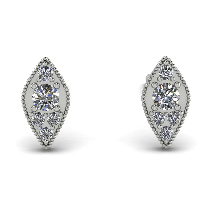 Lightweight Dangle Earrings For Comfort-Milgrain Marquise Diamond Earrings - Faye No. 3