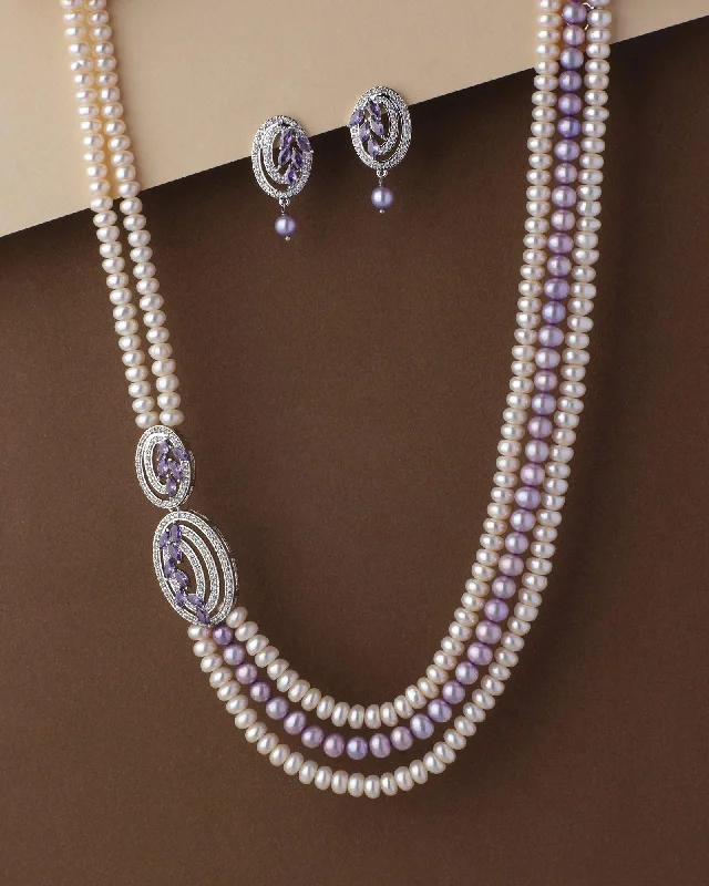 Ravishing AD Pearl Necklace Set