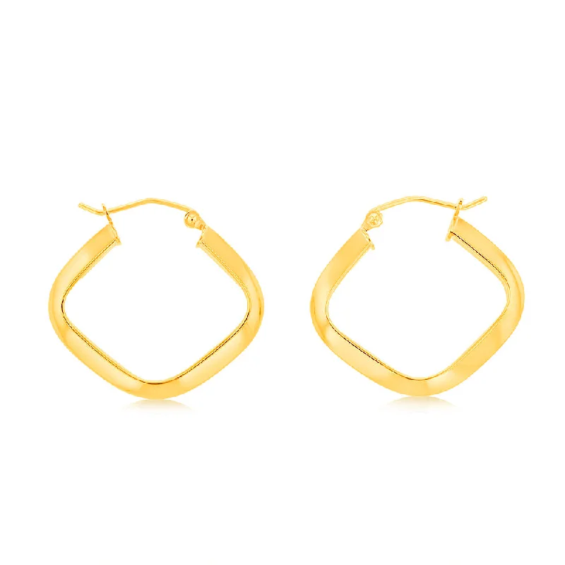 Fashionable Resin Earrings For Bold Looks-9ct Yellow Gold Silverfilled Square Fancy Tube Hoop Earrings