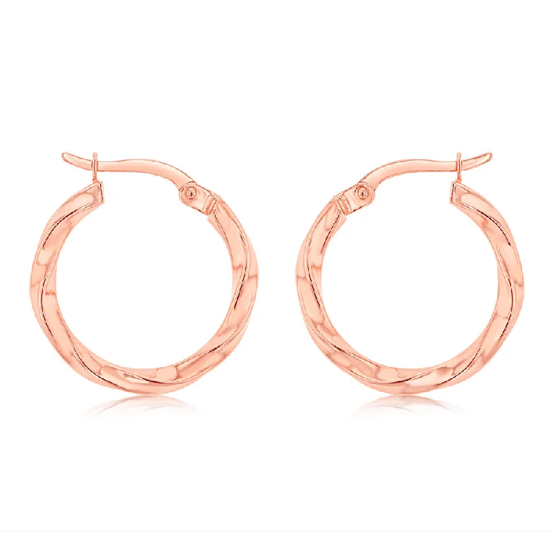 Colorful Drop Earrings For Stylish Women-9ct Rose Gold Silverfilled Double Side Diamond Cut Hoop Earrings