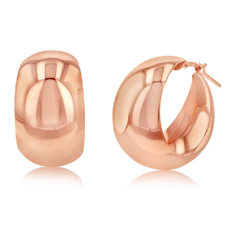 Affordable Earrings For Every Budget-Sterling Silver Broad Pink Plated 20mm Hoop Earrings