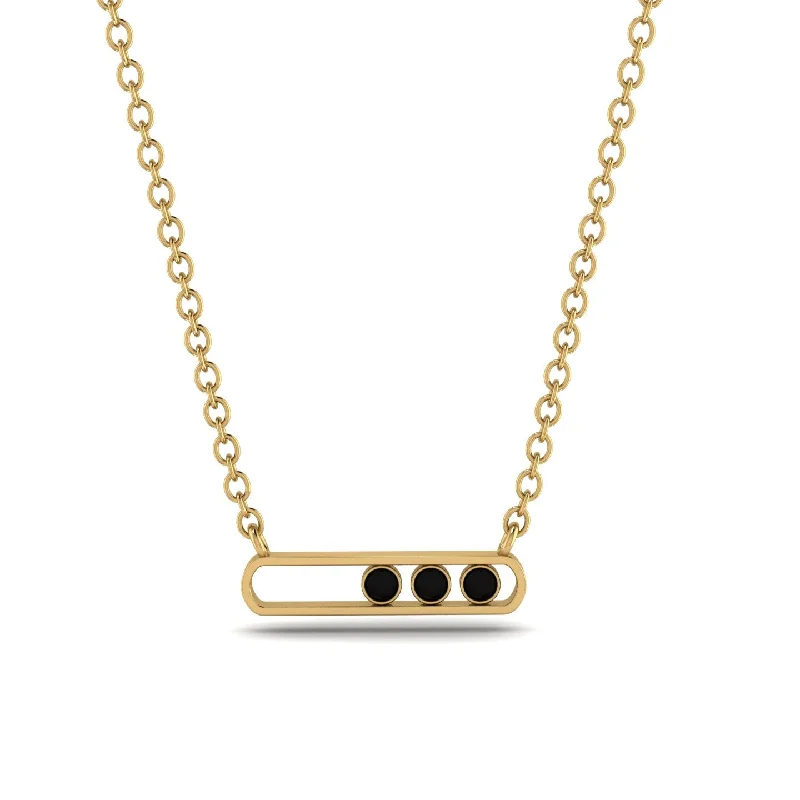 3 Black Diamond Stone Hollow Necklace - Zaria No. 7