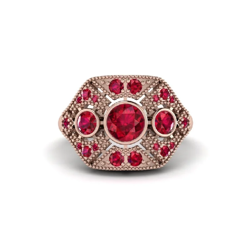 Simple Diamond Rings For Subtle Elegance-Ruby Art Deco Geometric Engagement Ring - Haven No. 56