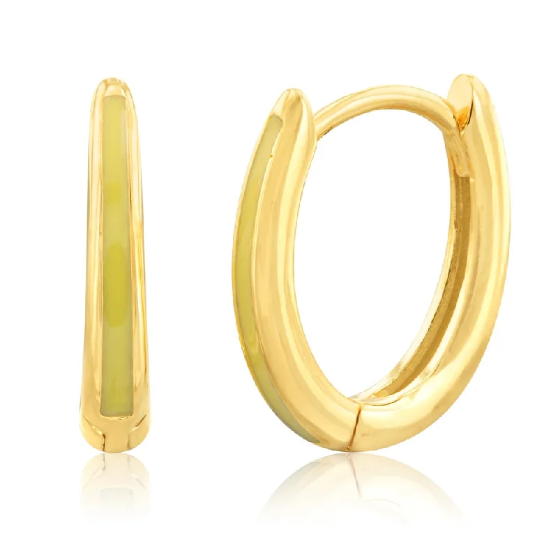 Timeless Gold Earrings For Special Moments-9ct Yellow Gold Yellow Enamel Plain Hoop Earrings