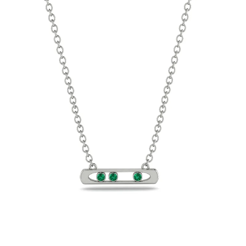 3 Emerald Stone Bar Necklace - Nala No. 6