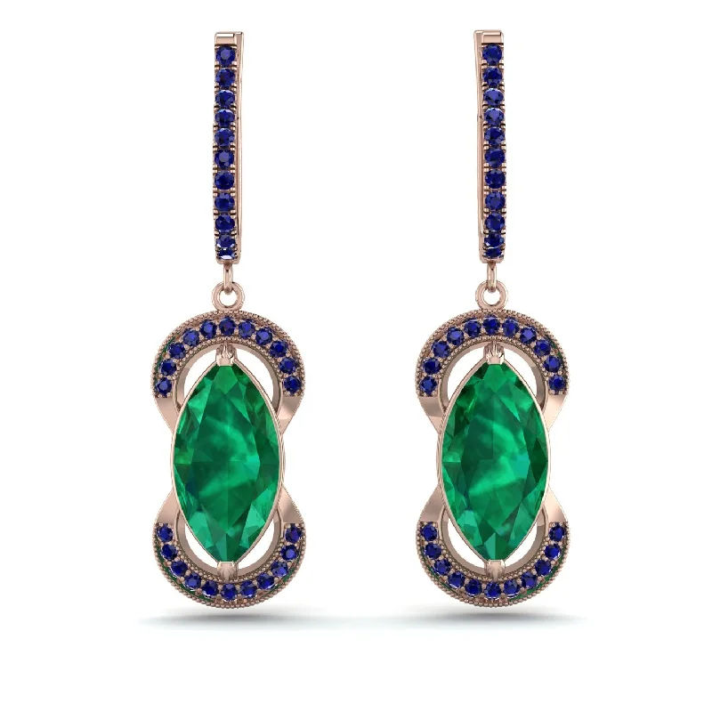 Simple Drop Earrings For Subtle Glam-Marquise Vintage Emerald Earrings - Marley No. 65