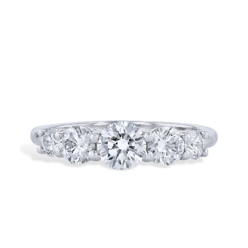 Luxury Engagement Rings For Fashionable Brides-5 Stone Diamond Platinum Band Ring