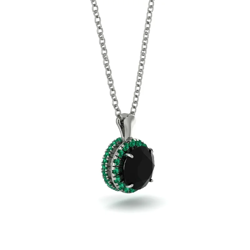 Hidden Halo Black Diamond Necklace - Catalina No. 24