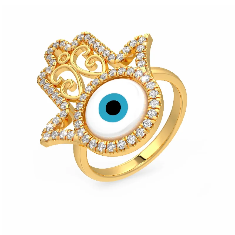 Beautiful Sapphire Engagement Rings For Timeless Glam-Hamsa Evil Eye Diamond Ring