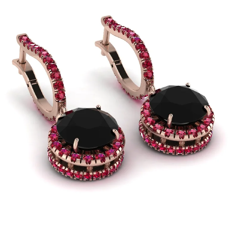 Bold Statement Earrings For Creative Fashion-Hidden Halo Black Diamond Hoop Earrings - Catalina No. 53