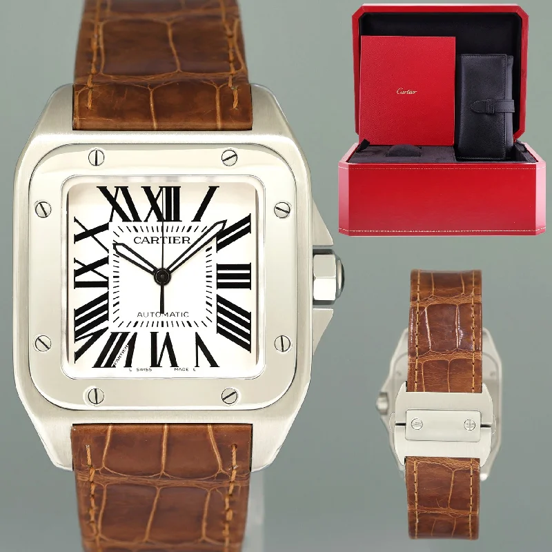 Luxury Designer Watches For High-End Glam-Papers Cartier Santos 100 XL Automatic Steel 2656 Roman Dial W20072X7