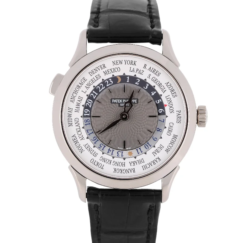 High-Tech Fitness Watches For Active Lifestyles-Patek Philippe World Time 18k White Gold Charcoal Gray 38.5mm 5230G-001 Watch