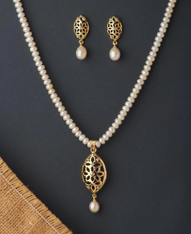 Floral Real Pearl Necklace Set