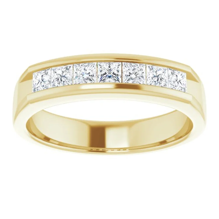 Unique Platinum Wedding Bands For Fashionable Brides-14K Yellow 9/10 CTW Natural Diamond Band