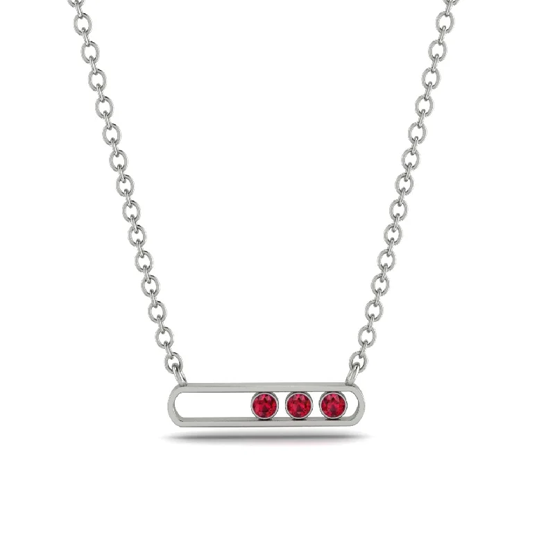 3 Ruby Stone Hollow Necklace - Zaria No. 12