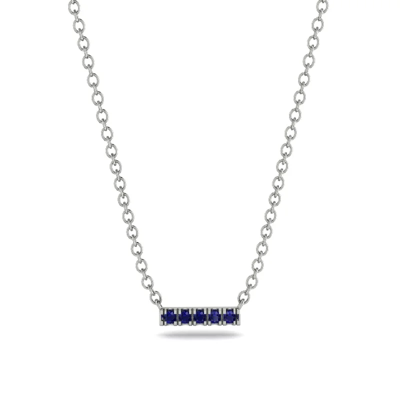 Small Sapphire Necklace Bar With  - Zahra No. 15