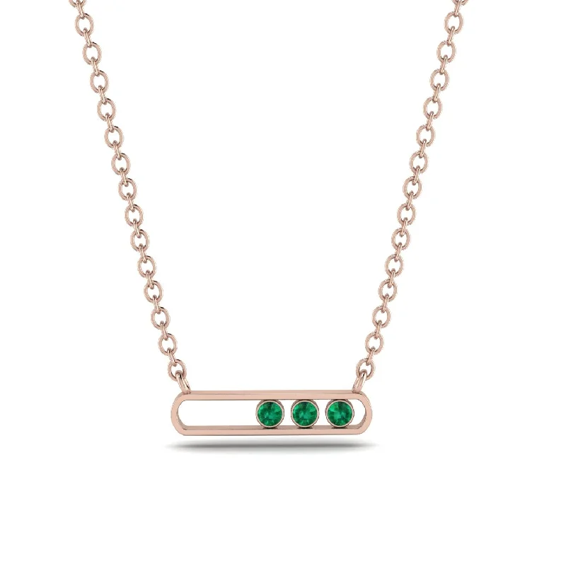 3 Emerald Stone Hollow Necklace - Zaria No. 5