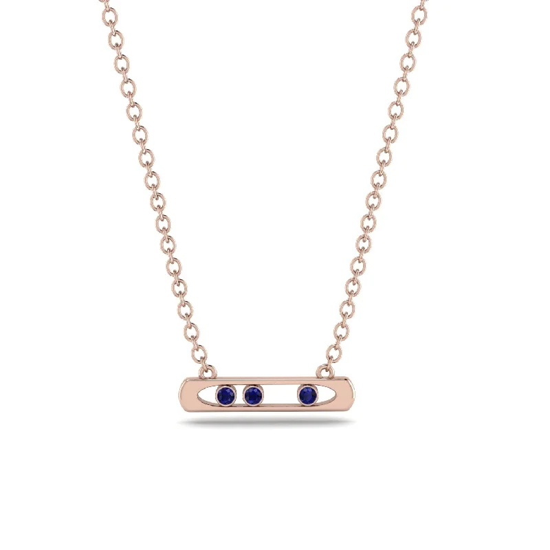 3 Sapphire Stone Bar Necklace - Nala No. 14