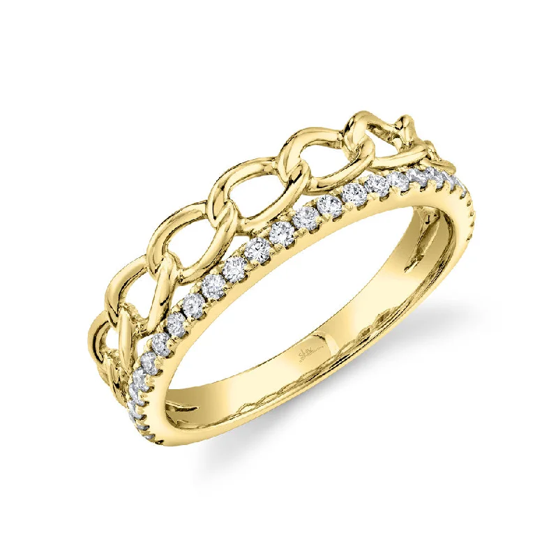 Trendy Titanium Rings For Contemporary Style-14kt. Yellow Gold Diamond Link Ring