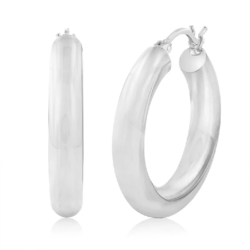 Luxury Earrings For Bridal Fashion-Sterling Silver Polished 20mm Hoop Earrings