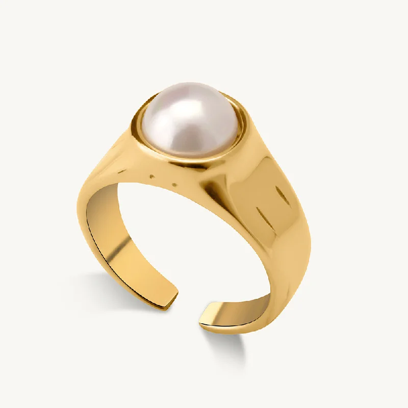 Personalized Gemstone Rings For Meaningful Fashion-Bold Pearl Adjustable Ring