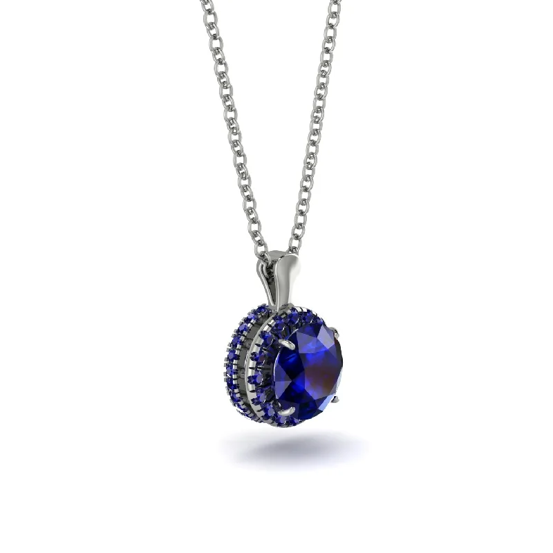 Hidden Halo Sapphire Necklace - Catalina No. 75