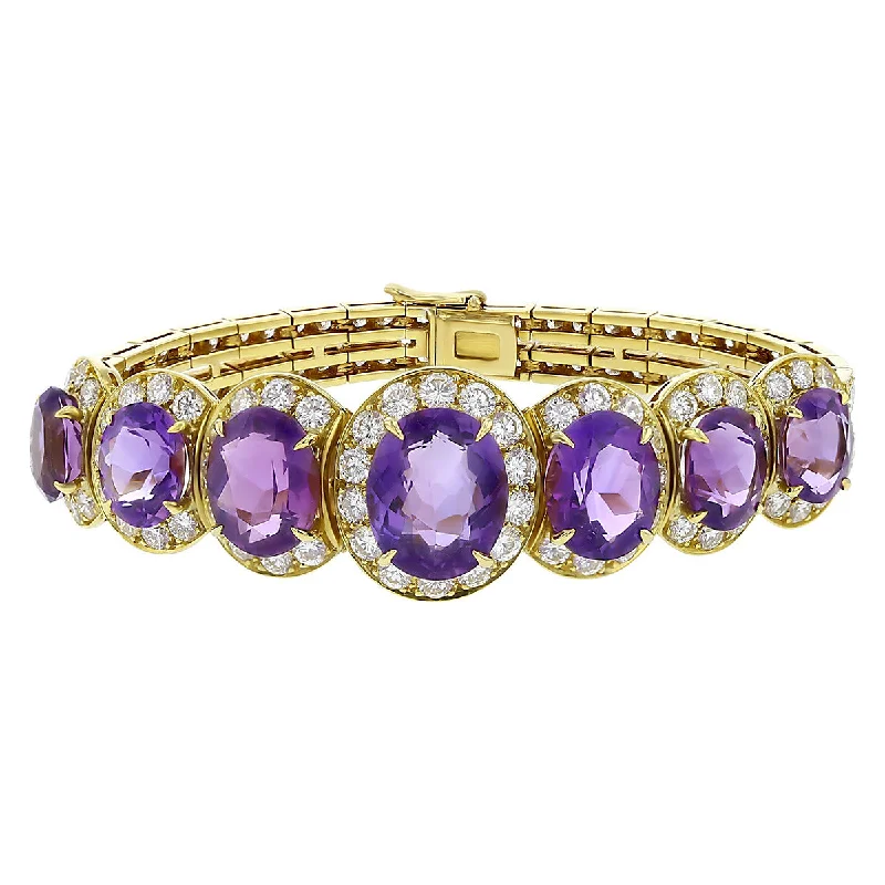 Custom Gemstone Cuff Bracelets For Personalized Style-Van Cleef and Arpels Amethyst and Diamond Bracelet