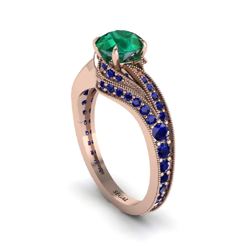 Gorgeous Gemstone Rings For Statement Fashion-Sapphire 14K Gold Pave Engagement Ring - Magnolia No. 65