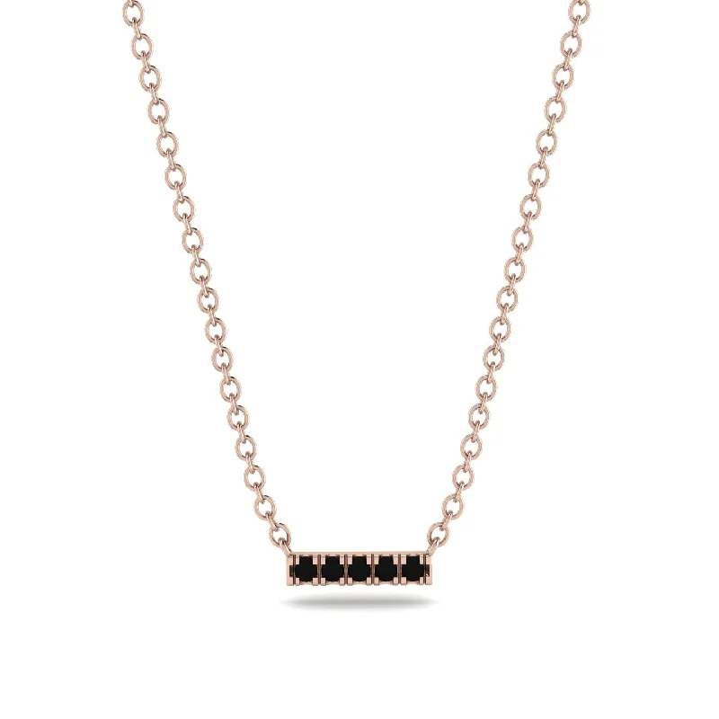 Small Black Diamond Necklace Bar With  - Zahra No. 8