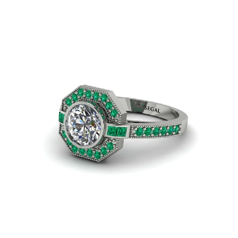 Gorgeous Engagement Rings For Memorable Proposals-Emerald Octagon Halo Engagement Ring - Leia No. 18