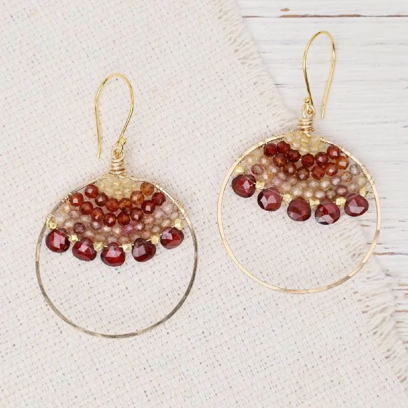 Statement Earrings For Fashion Forward Looks-Garnet Large Woven Hoop Earrings