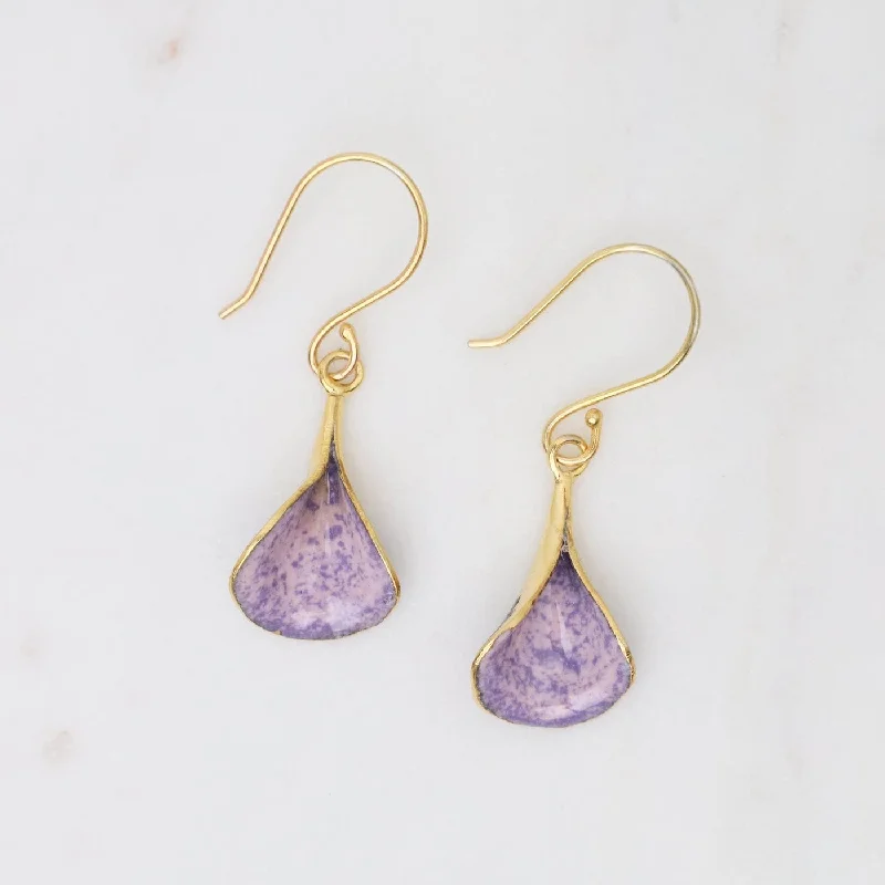 Chic Silver Earrings For Timeless Appeal-Small Petal Earrings in Violet