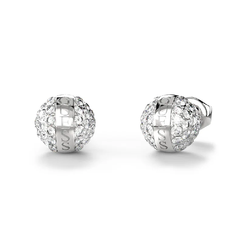 Bold Earrings For Statement Fashion-Guess Stainless Steel 7mm Crystal Bead Stud Earrings