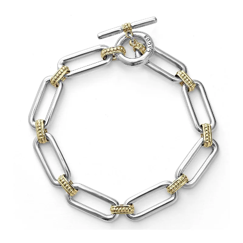 Elegant Crystal Bangle Bracelets For Special Occasions-Two Tone Link Bracelet