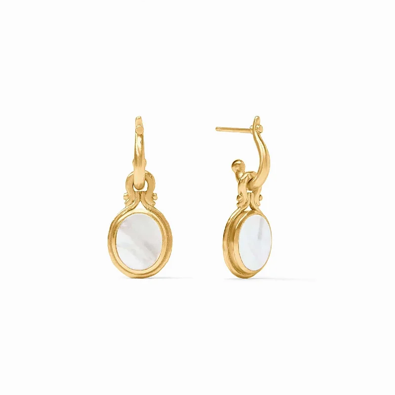 Fashionable Drop Earrings For Special Occasions-Saratoga Pearl Hoop & Charm Earrings