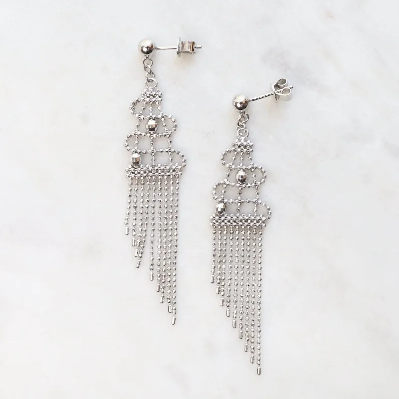 Elegant Hoops Earrings For Modern Fashion-Sterling Silver Woven Drape with Dangles Earrings