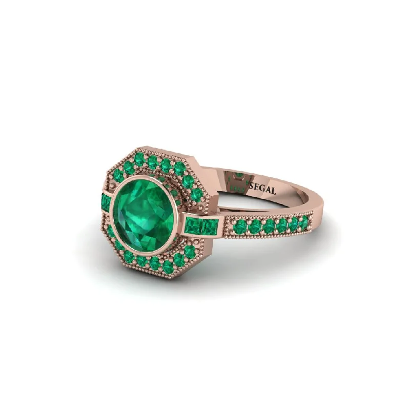 Stunning Wedding Bands For Bride and Groom-Emerald Octagon Halo Engagement Ring - Leia No. 20