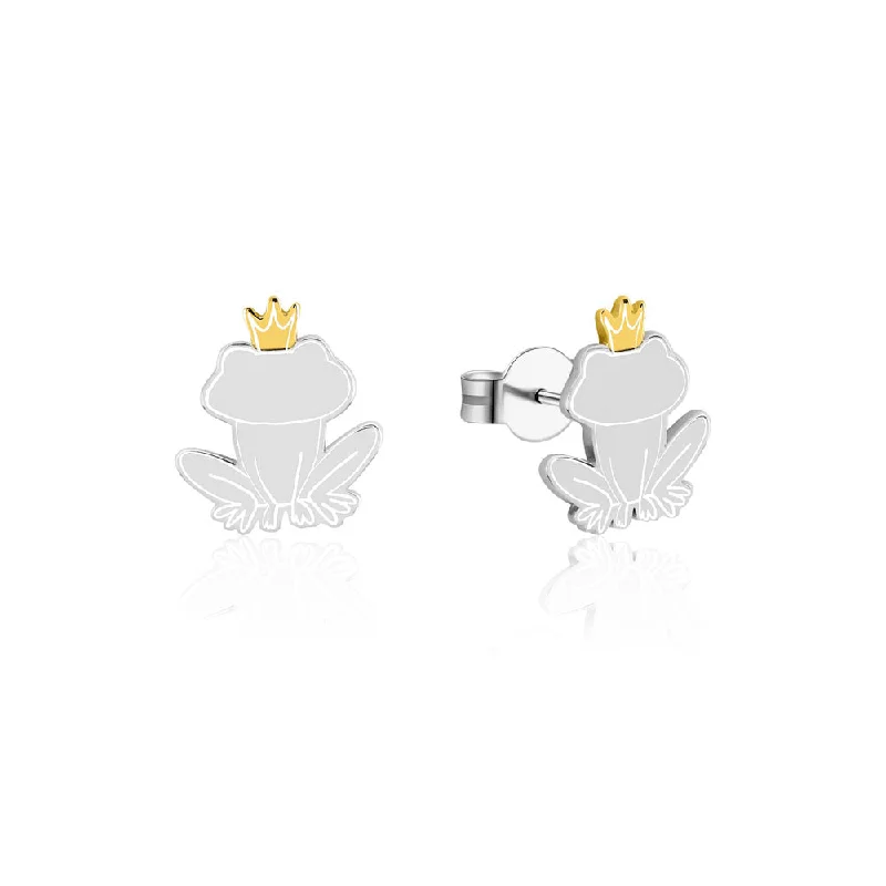 Gold Earrings For Elegant Occasions-Disney Princess And The Frog Two Tone Rhodium Plated Prince Naveen Stud Earrings