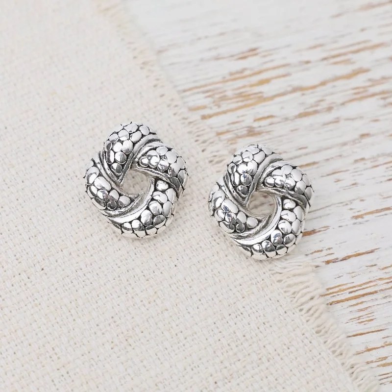 Sparkling Hoop Earrings For Elegant Style-Electroform Knotted Flower Post Earrings