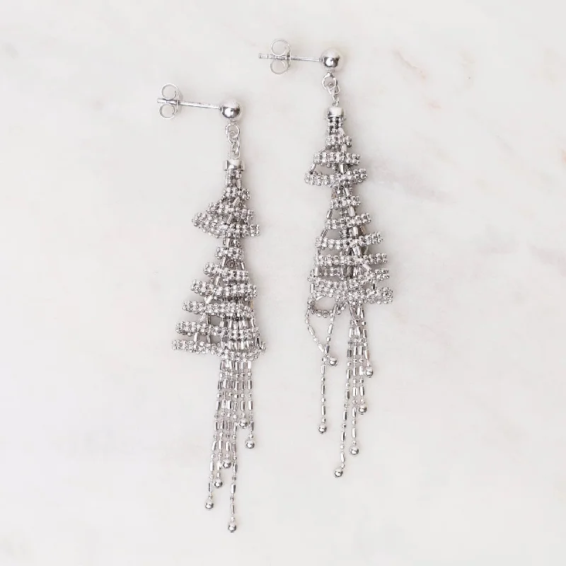 Designer Earrings For Luxury Jewelry-Sterling Silver Woven Large Double Earrings