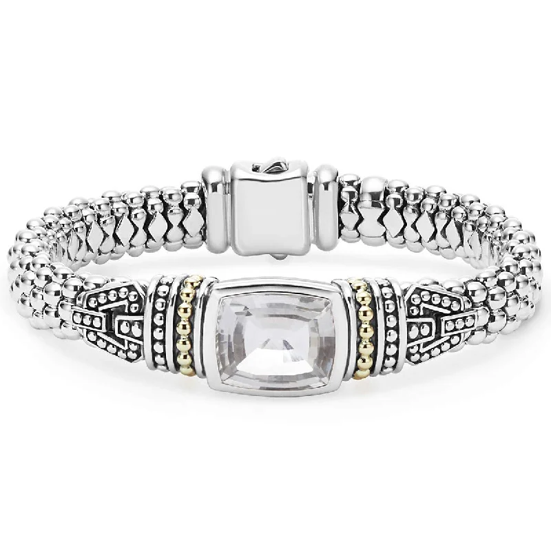 Timeless Pearl Bangle Bracelets For Bridal Glam-White Topaz Caviar Bracelet