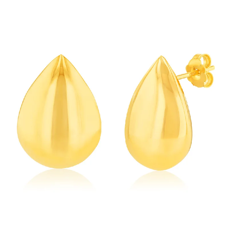 Beautiful Pearl Drop Earrings For Elegant Glam-Sterling Silver Gold Plated Polished Tear Drop Stud Earrings