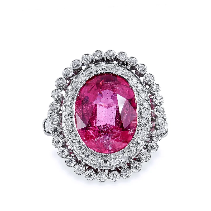 Classic Wedding Rings For Timeless Glam-Art Deco Style Pink Tourmaline Cocktail Ring