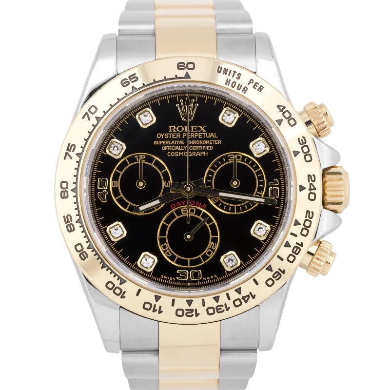 Elegant Watch Collections For Watch Enthusiasts-MINT Rolex Daytona BLACK DIAMOND Two-Tone 18K Yellow Gold Stainless Steel 116503