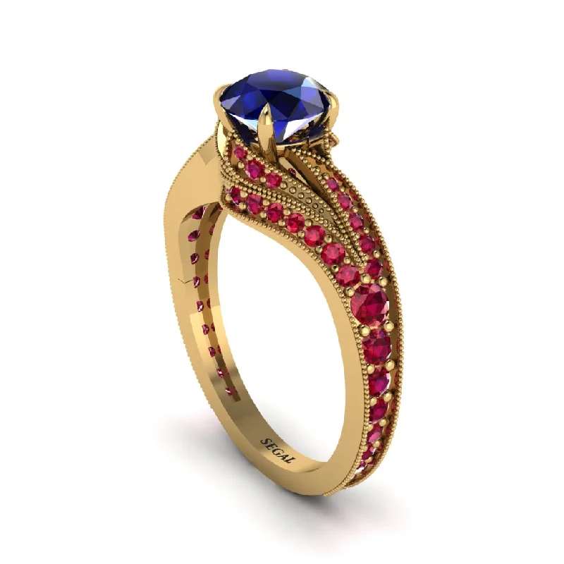 Unique Platinum Rings For Special Occasions-Ruby 14K Gold Pave Engagement Ring - Magnolia No. 58