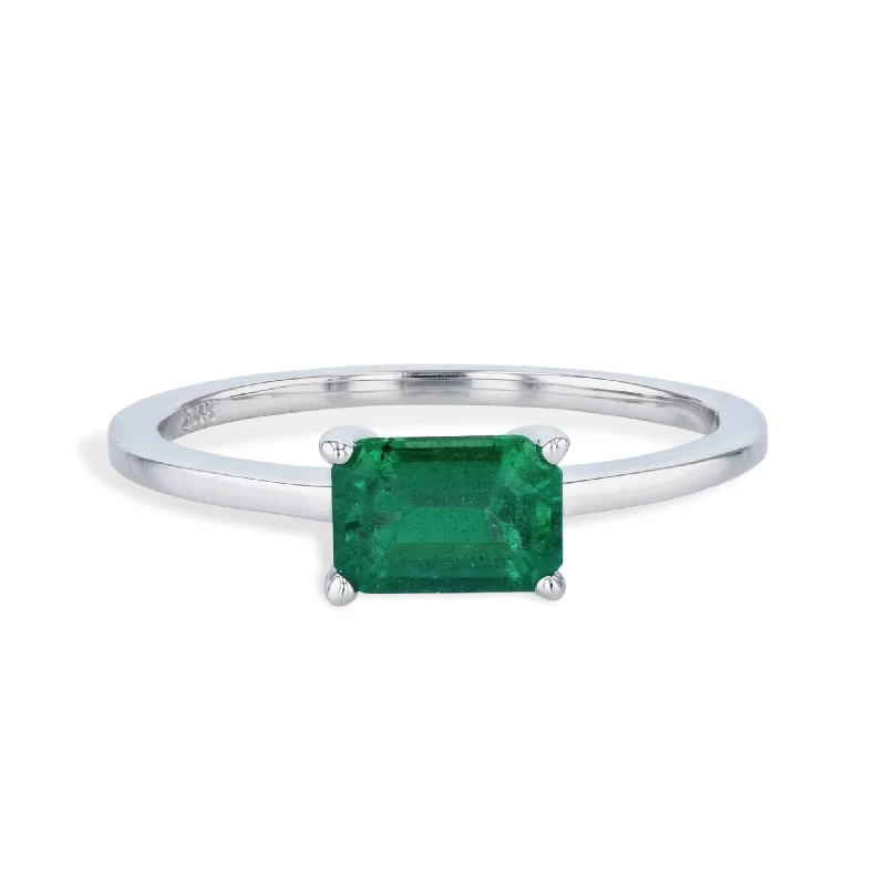 Custom Wedding Rings For Personalized Fashion-Zambian Emerald White Gold Ring