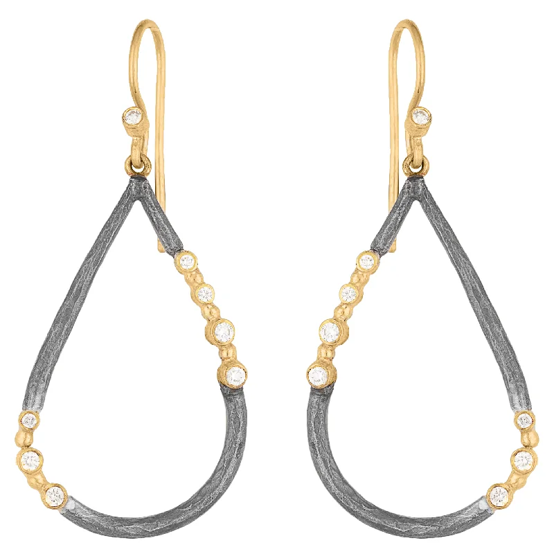 Best Gold Earrings For Daily Wear-Lika Behar "Jen" Dangle Pear Shape Earrings  with Diamonds JEN-E-203-GOXD