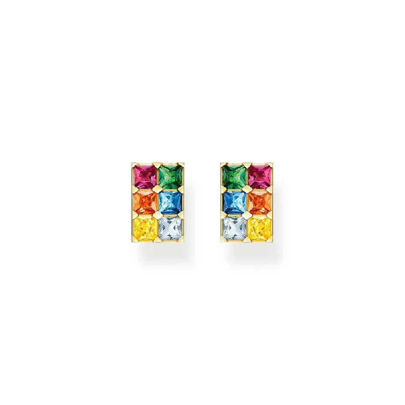 Silver Stud Earrings For Casual Style-Thomas Sabo Sterling Silver Gold Plated Rainbow Heritage CZ Stud Earrings