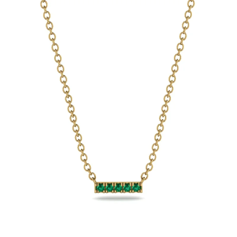 Small Emerald Necklace Bar With  - Zahra No. 4